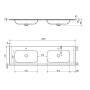 valamu ARUBA Double Central, 180x51.5 cm, valge matt